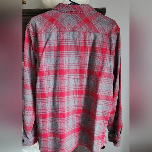 The North Face Red and Gray Checkered Men's Shirt - Picture 2 of 4